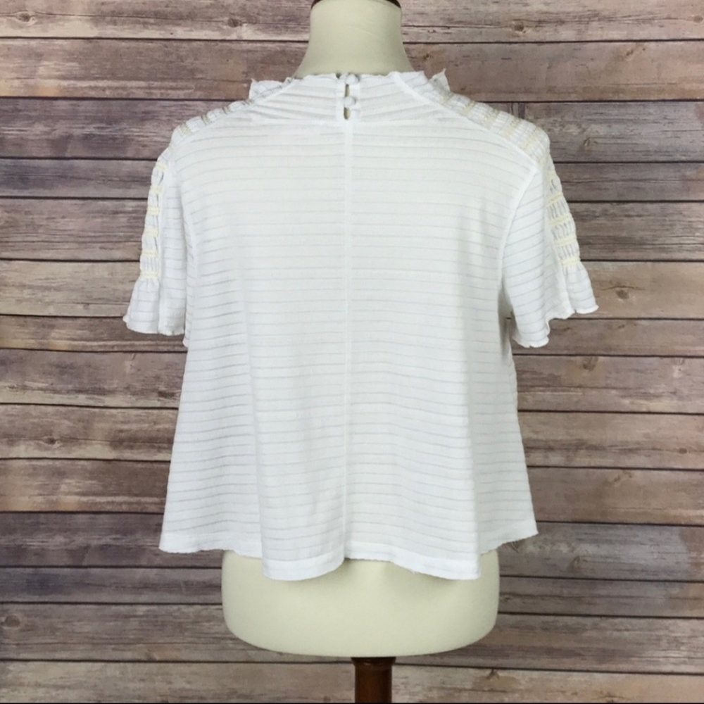Free People sweetie crop top ruffle neck in ivory - Picture 5 of 7